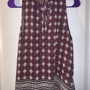 Aeropostale Maroon and White Patterned Blouse